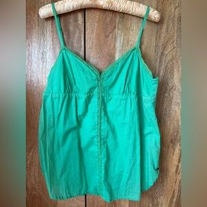 Green Lace Trim Women's Top